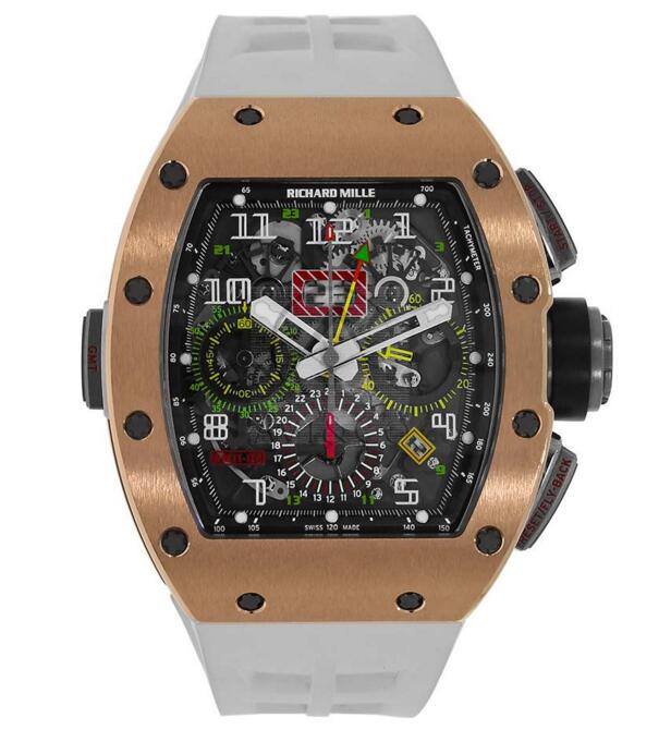 Buy Replica Richard Mille RM011-02 GMT Rose Gold Titanium Rubber Automatic Watch